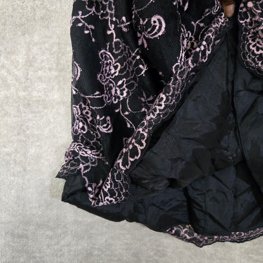 Dessy Collection‎ Black Pink Lace Strapless Prom Dress 10 Fairy Goth Y2K Sheer - Picture 8 of 13